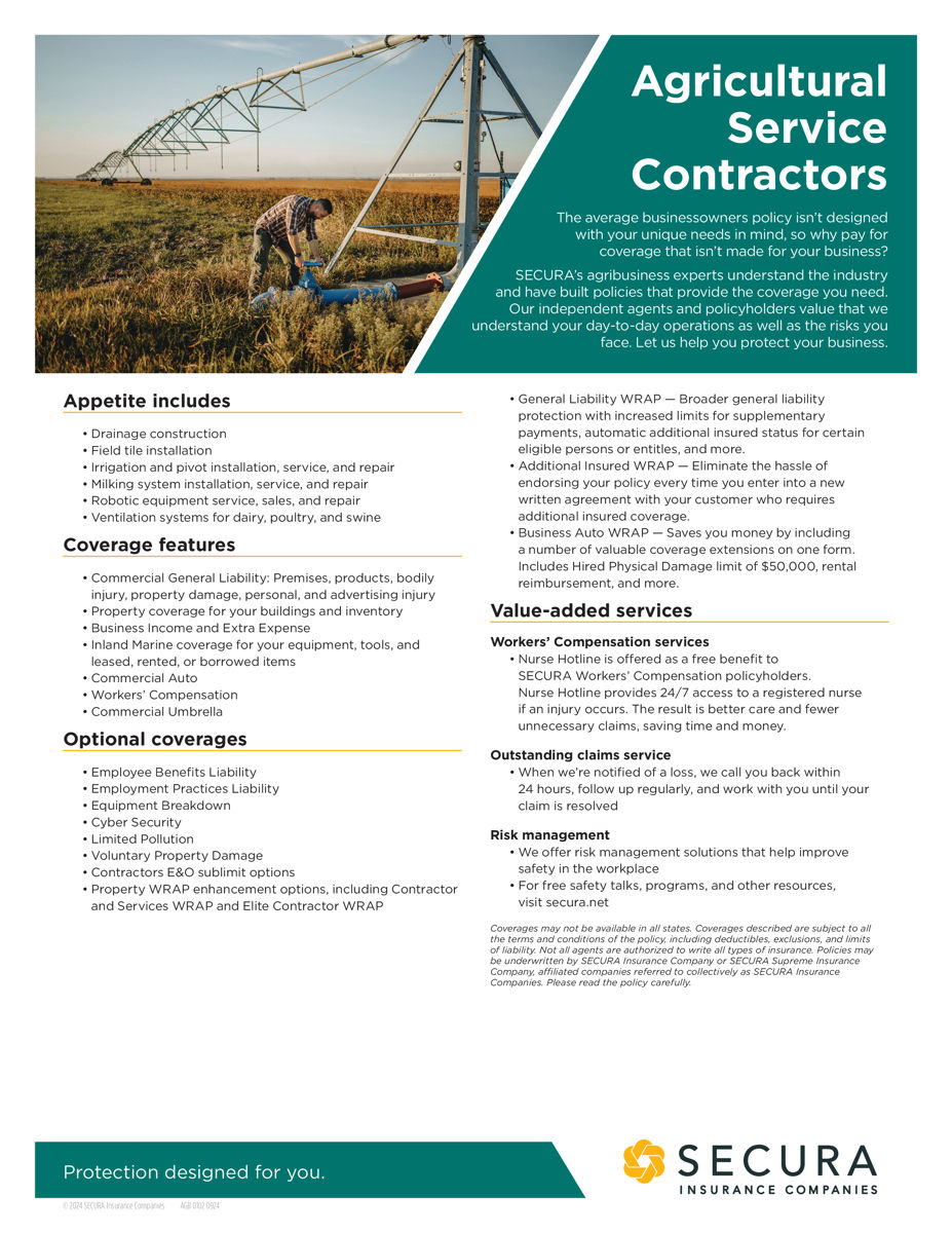 Agricultural Service Contractors Sell Sheet